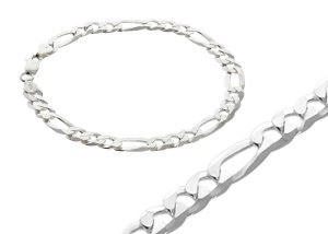 Srebrna bransoletka figaro nierodowana pełna pr.925