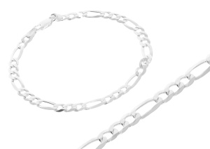 Srebrna bransoletka nierodowana figaro Próby 925 