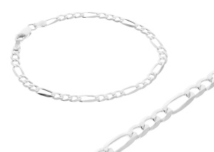 Srebrna bransoletka nierodowana figaro Próby 925 