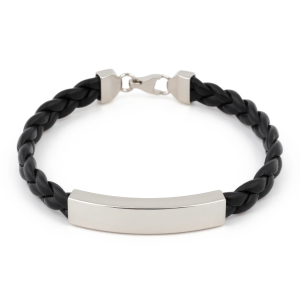 Srebrna bransoletka na skórzanym pasku Próby 925