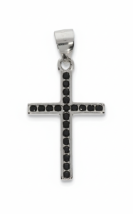 Srebrny krzyżyk rodowany z cyrkoniami Próby 925