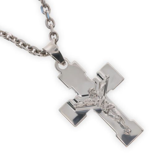 Srebrny krzyżyk rodowany z wizerunkiem Jezusa Próby 925