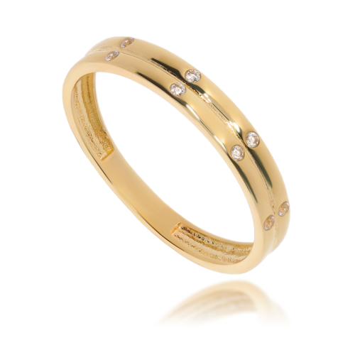 Złoty pierścionek z cyrkonią Próby 585