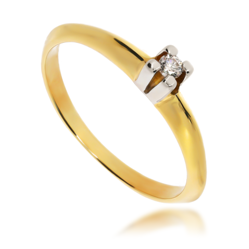 Złoty pierścionek zaręczynowy z diamentem 585