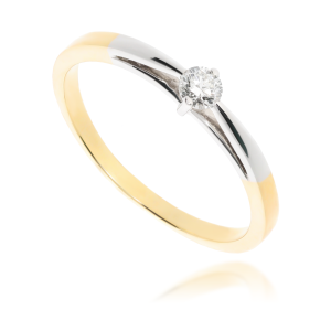 Złoty pierścionek zaręczynowy z diamentem 585 