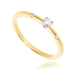 Złoty pierścionek zaręczynowy z diamentem 585