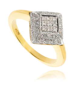 Złoty pierścionek z diamentami wielokamieniowy 585 