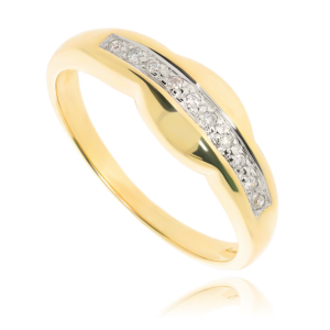 Złoty pierścionek z diamentami wielokamieniowy 585 