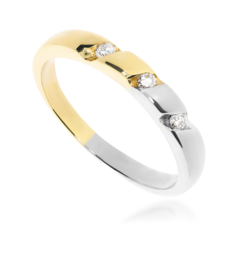 Złoty pierścionek zaręczynowy z diamentami 585