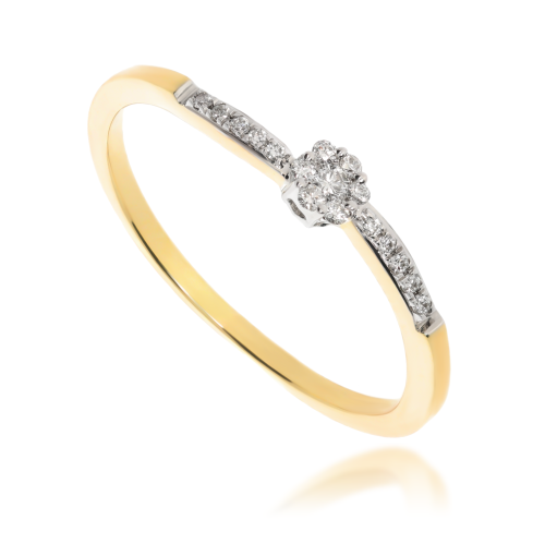 Złoty pierścionek zaręczynowy z diamentami 585