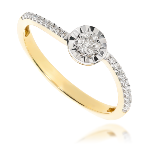 Złoty pierścionek zaręczynowy z diamentami 585