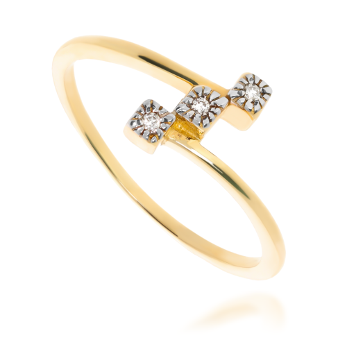 Złoty pierścionek zaręczynowy z diamentami 585