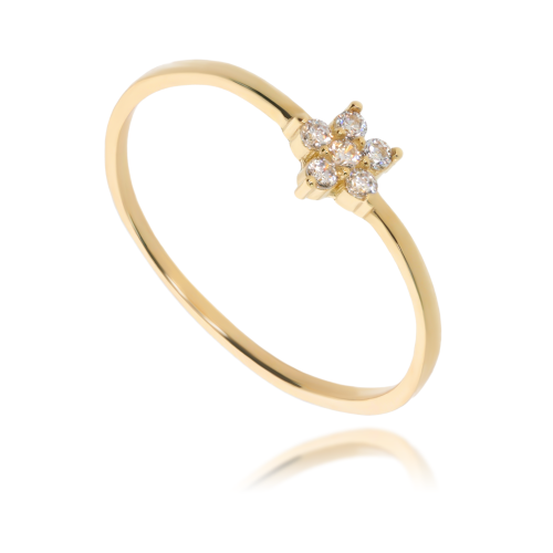 Złoty pierścionek z cyrkonią Próby 585