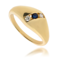 Złoty pierścionek z diamentami i szafirem 585
