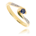 Złoty pierścionek zaręczynowy diament i szafir 585