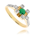 Złoty pierścionek zaręczynowy diament i szmaragd 585