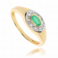 Złoty pierścionek zaręczynowy diament i szmaragd 585