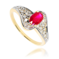Złoty pierścionek zaręczynowy diament i rubin 585