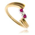 Złoty pierścionek zaręczynowy diament i rubin 585