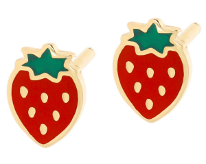 Złote kolczyki truskawka bez kamieni Próby 585 