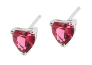 Srebrne kolczyki z czerwonym sercem próby 925
