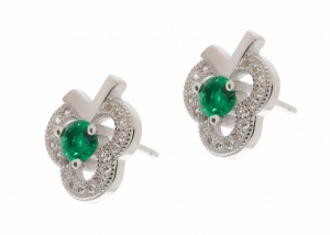 Srebrne kolczyki z zielonymi cyrkoniami Próba 925 