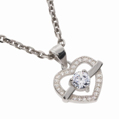 Srebrna zawieszka serce z cyrkoniami Próby 925