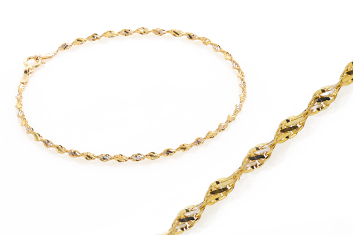 Złota bransoletka kordel Próby 585