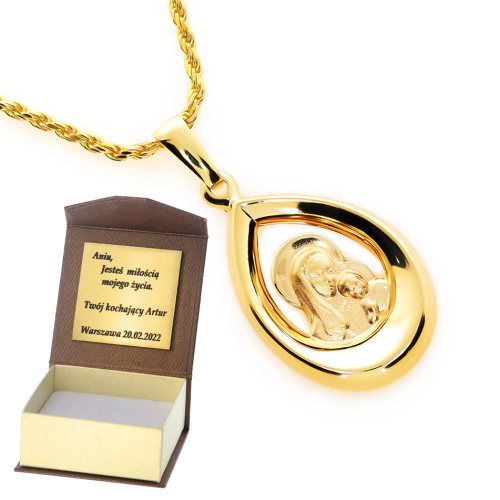 Złoty medalik z wizerunkiem Matka Boska P 585