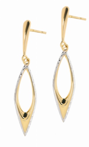 Złote kolczyki wiszące bez kamieni Próby 585