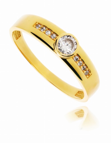 Złoty pierścionek z cyrkonią zaręczynowy Próby 585