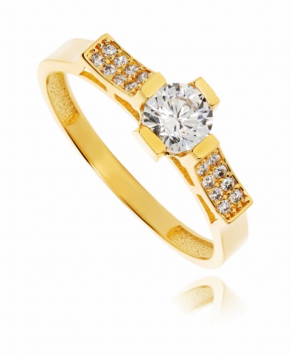 Złoty pierścionek z cyrkonią zaręczynowy Próby 585