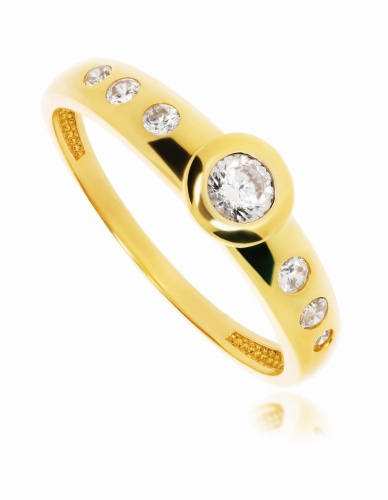 Złoty pierścionek z cyrkonią zaręczynowy Próby 585