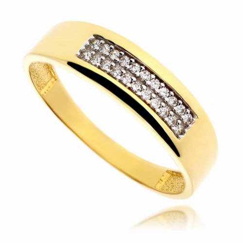 Złoty pierścionek z cyrkoniami Próby 585