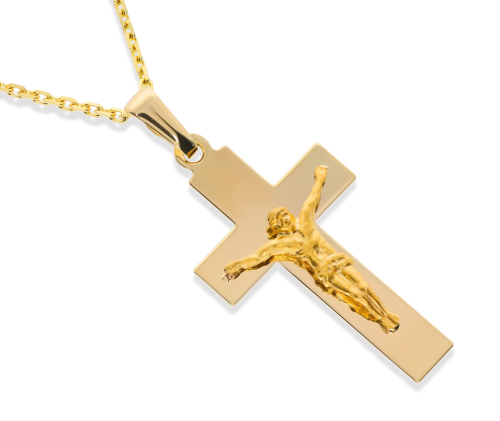 Złoty krzyżyk z wizerunkiem Jezusa Próby 585