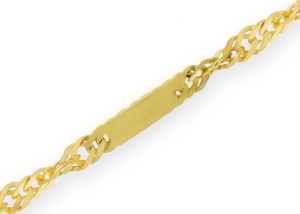 Złoty łańcuszek pełny singapur z blaszką Próby 585