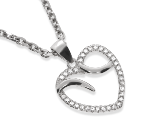 Srebrna zawieszka serce z cyrkoniami Próby 925