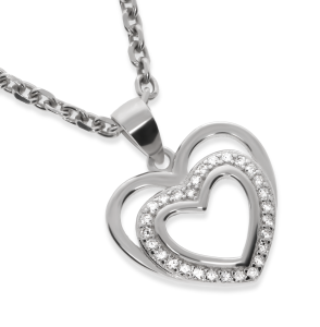 Srebrna zawieszka serce z cyrkoniami Próby 925