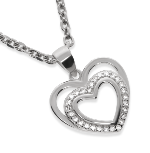 Srebrna zawieszka serce z cyrkoniami Próby 925