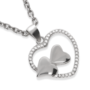 Srebrna zawieszka serce z cyrkoniami Próby 925