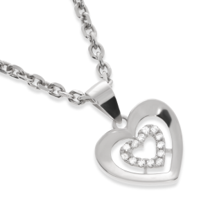 Srebrna zawieszka serce z cyrkoniami Próby 925