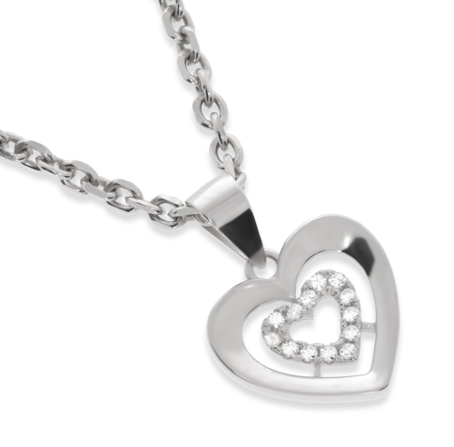 Srebrna zawieszka serce z cyrkoniami Próby 925