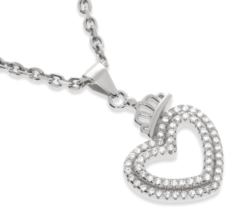 Srebrna zawieszka serce z cyrkoniami Próby 925