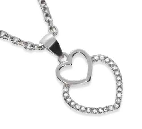 Srebrna zawieszka serce z cyrkoniami Próby 925