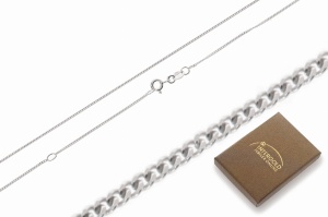 Srebrny łańcuszek pancerka rodowany Próby 925 