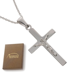 Srebrny krzyżyk rodowany z wizerunkiem Jezusa Próby 925