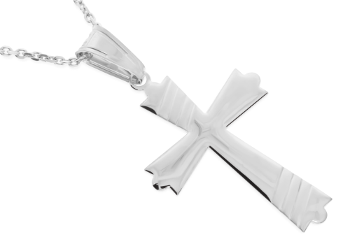 Srebrny krzyżyk klasyczny rodowany Próby 925