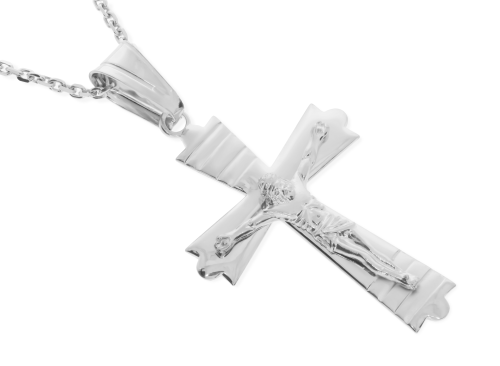 Srebrny krzyżyk rodowany z wizerunkiem Jezusa Próby 925