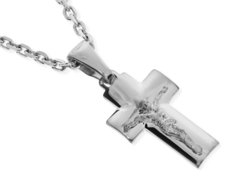 Srebrny krzyżyk rodowany z wizerunkiem Jezusa Próby 925