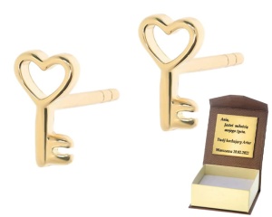Złote kolczyki kluczyk Próby 585 